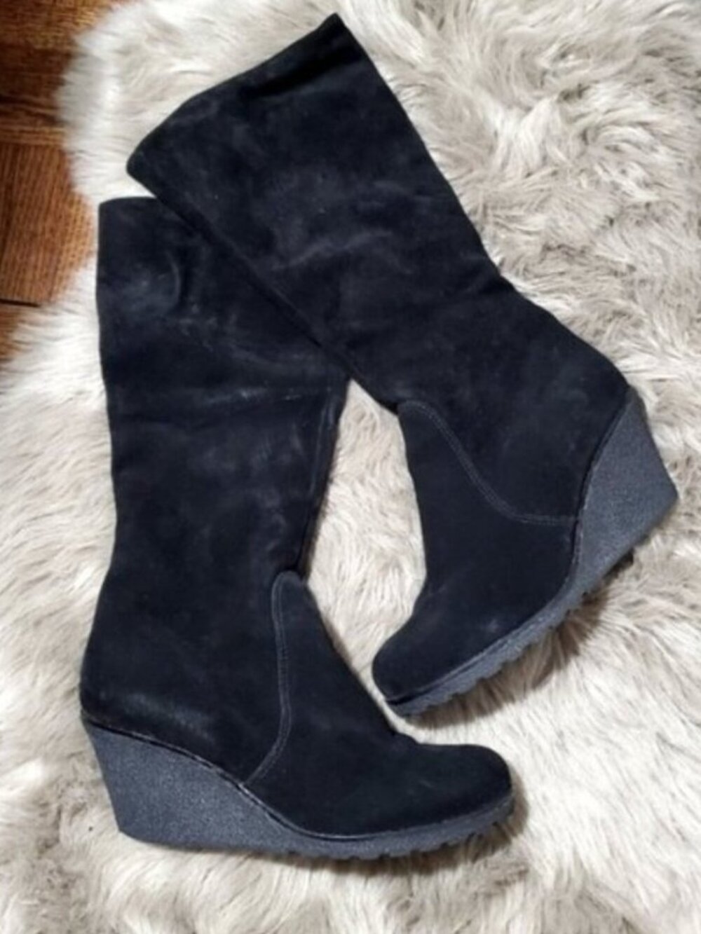 La Canadienne Rare Edition  Waterproof Suede Wedge Boots w Fur Interior-…